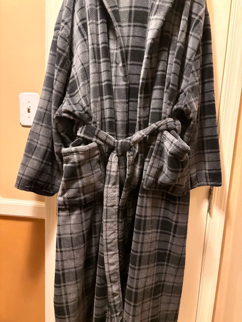Alexander Del Rossa Plaid Hooded Plush Fleece Robe 5X/6X